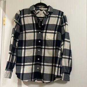 J crew factory Blue & white plaid flannel button up XS